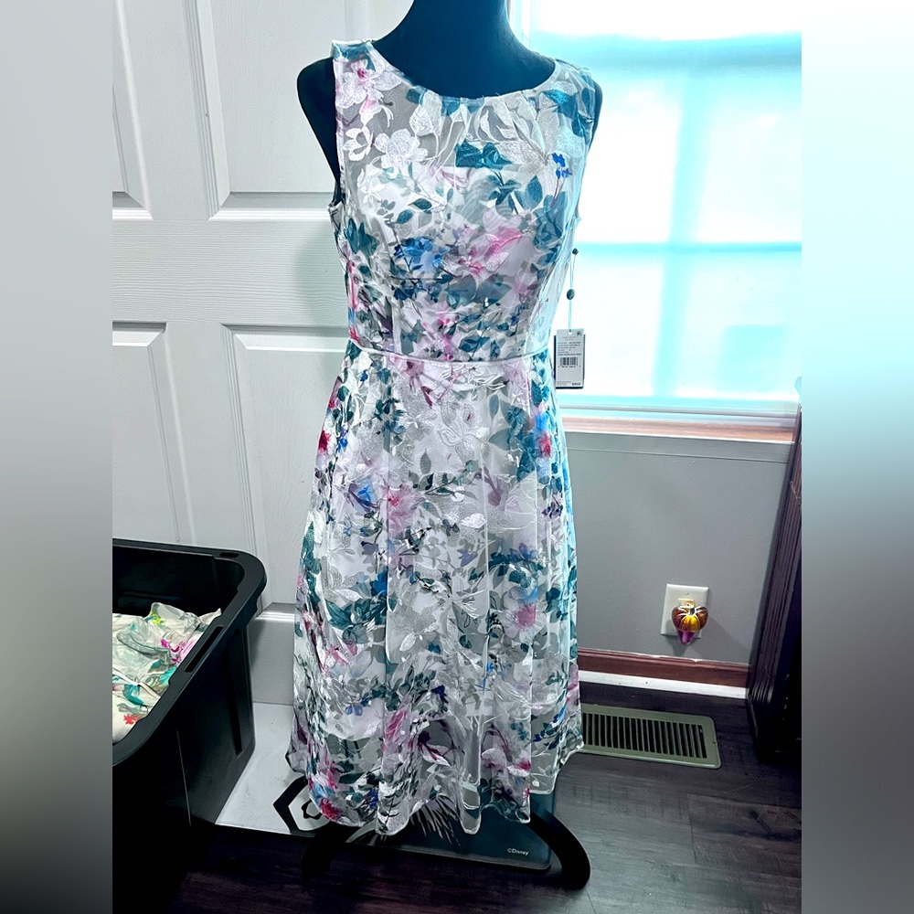 Brand new stunning midi dress. Sleeveless embroidered gorgeous designer dress.